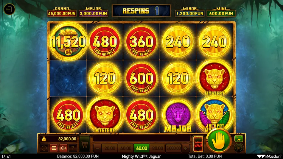 Full 3x5 grid filled with bonus symbols triggering the GRAND jackpot